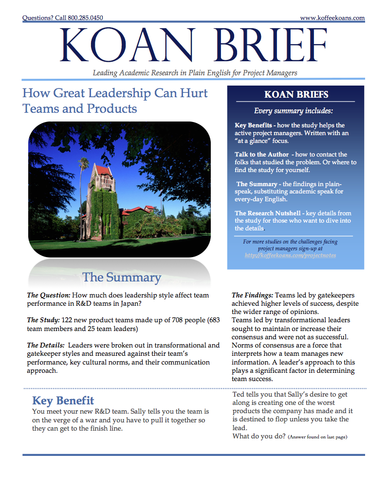 Study Findings Sample – Can You Hurt Teams with Great Leadership?