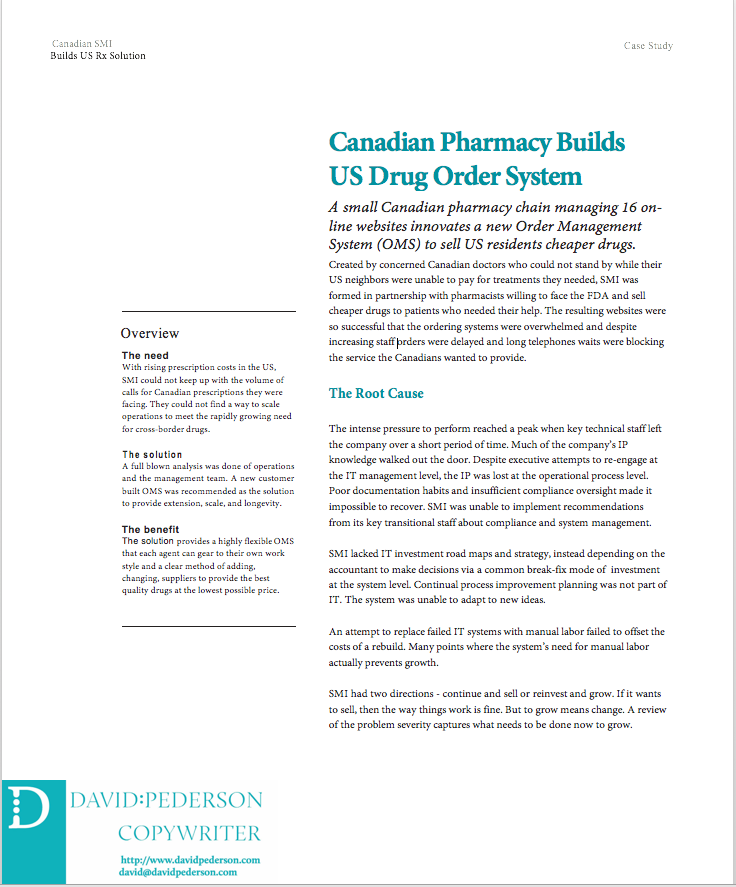 Case Study Sample – Canada US Drug Solution